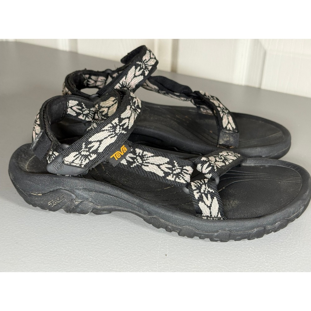 Teva Hurricane XLT2 Sandals Black White Floral Strappy Hiking Womens 8 1093378